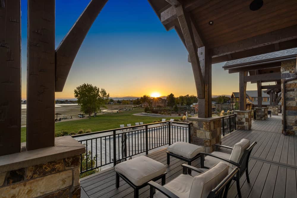 Harmonic Series custom design Colorado Ranch Retreat - outdoor deck sunset